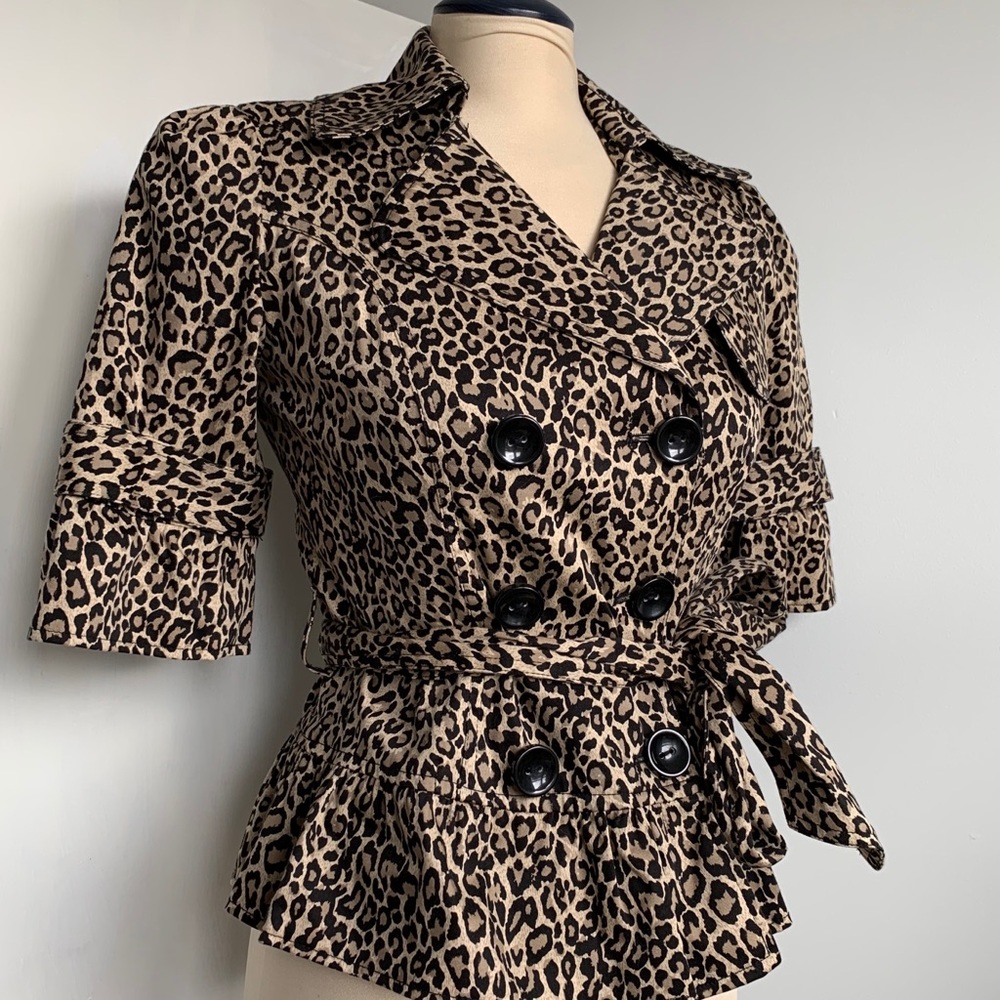 Leopard Print Blazer; Double Breasted w/ Belt